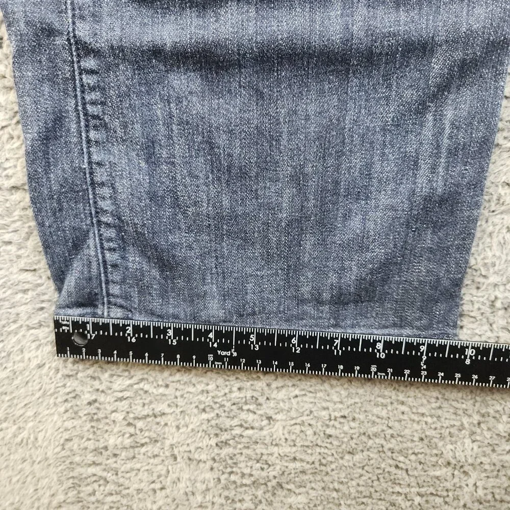 Women's Bootcut Mid Rise Dark Wash Jeans Size 14 Blue Embroidered Embellished - Picture 8 of 9